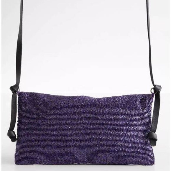 Free People Plus One Embellished Beaded Crossbody Bag Orchid Violet NWT - Picture 2 of 10